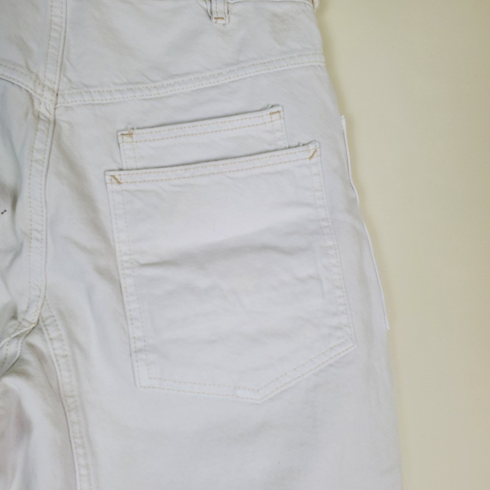 We The Free People Moxie Paint Splatter Barrel Jeans Cargo Utility 26 Ivory - Picture 9 of 14